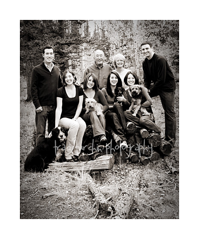 family portrait photography in colorado with all dogs looking