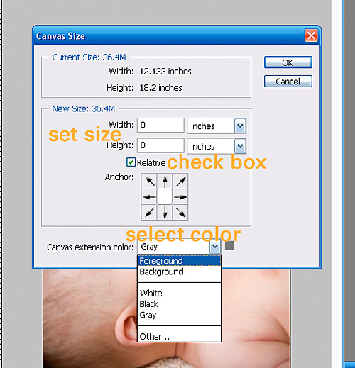 canvas size menu photoshop screenshot