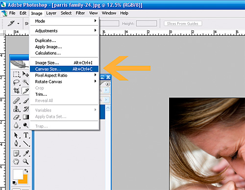 canvas size menu photoshop screenshot