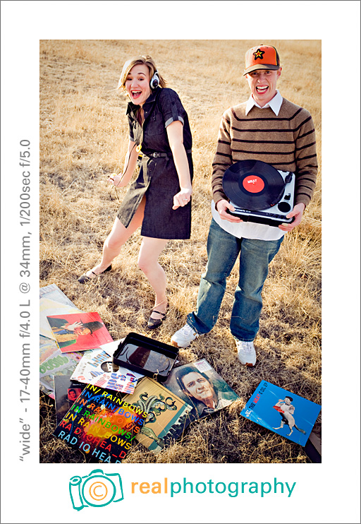 wide angle engagement portrait