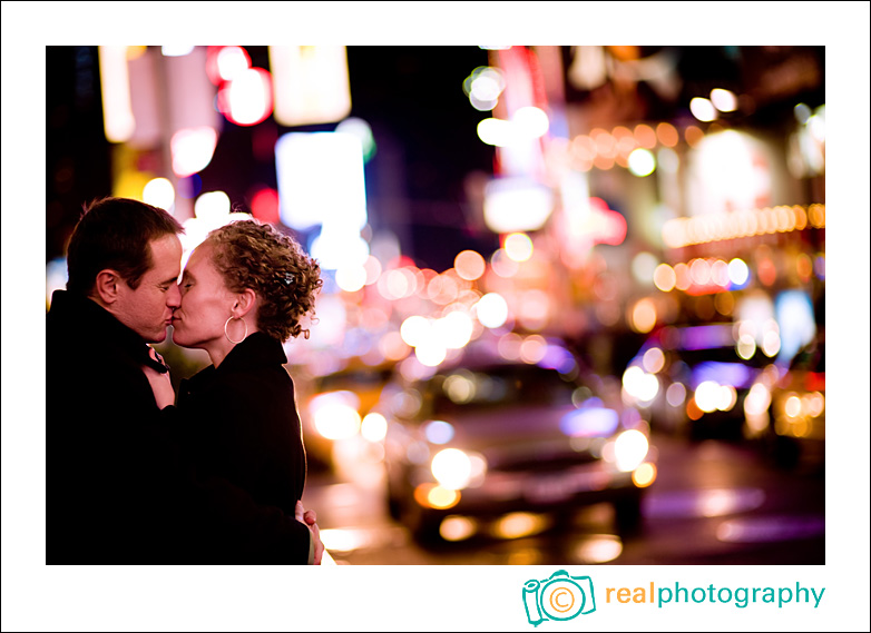 new york city times square engagement portrait photo