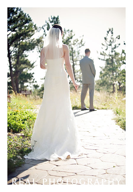 bride and groom first look before ceremony