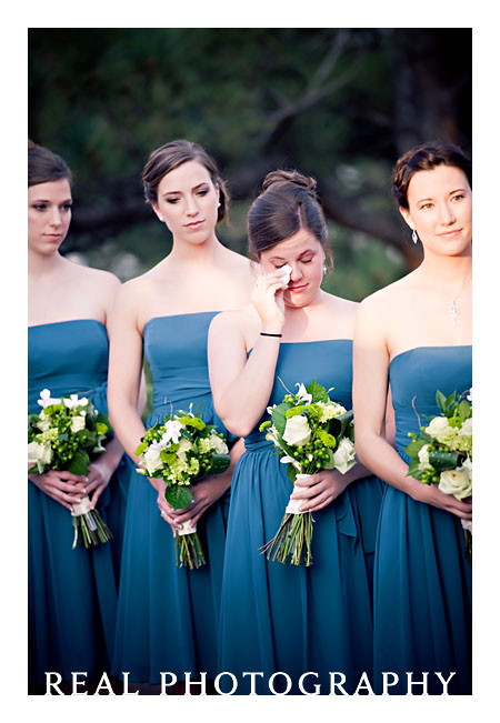 bridesmaid crying during wedding ceremony