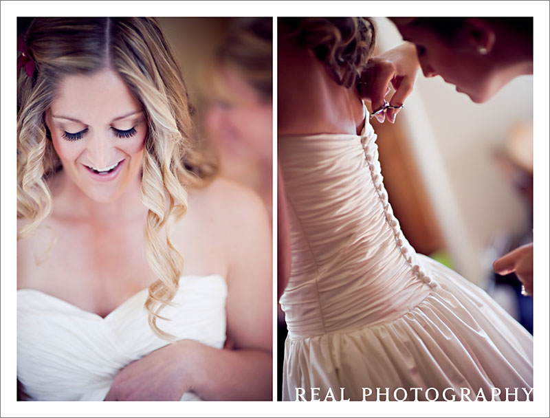 wedding at della terra mountain chateau bride getting dressed