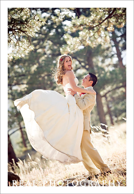 fun bride and groom wedding photo della terra mountain chateau