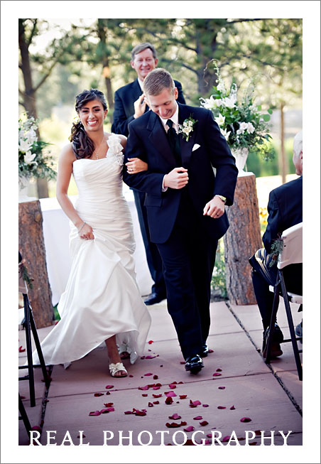 wedding ceremony photos at lodge at cathedral pines colorado springs