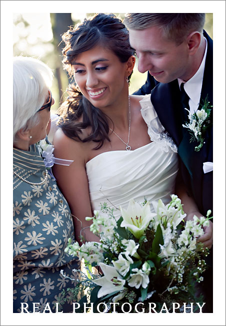 casual modern family portrait at wedding