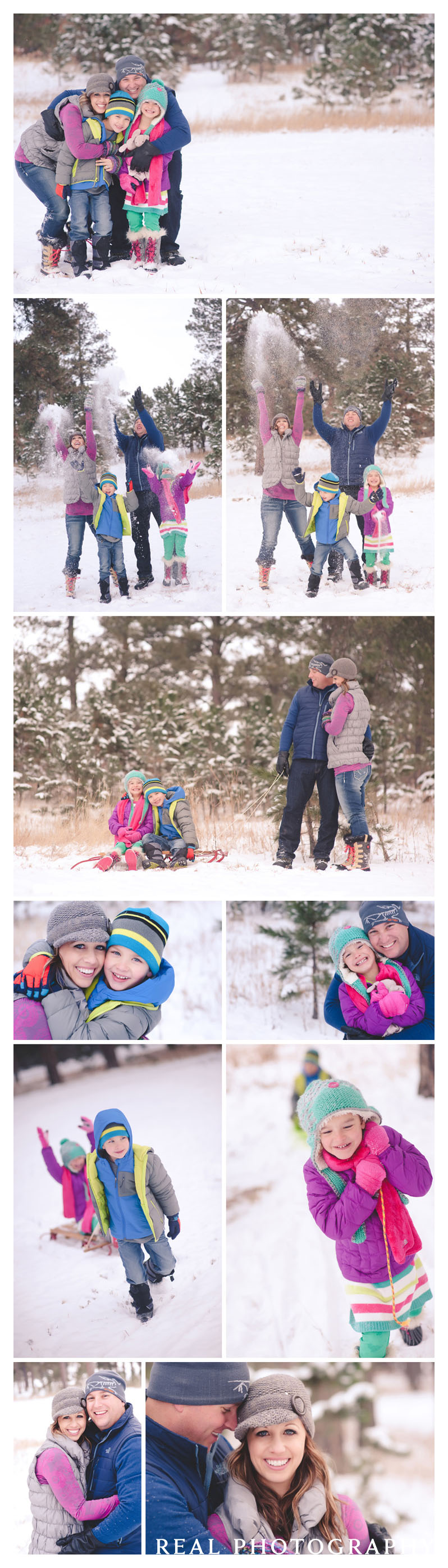 snow winter family portraits fun